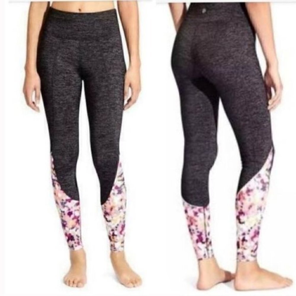 Athleta High Rise Petal Chaturanga Flow Leggings Gray Confetti Sz S